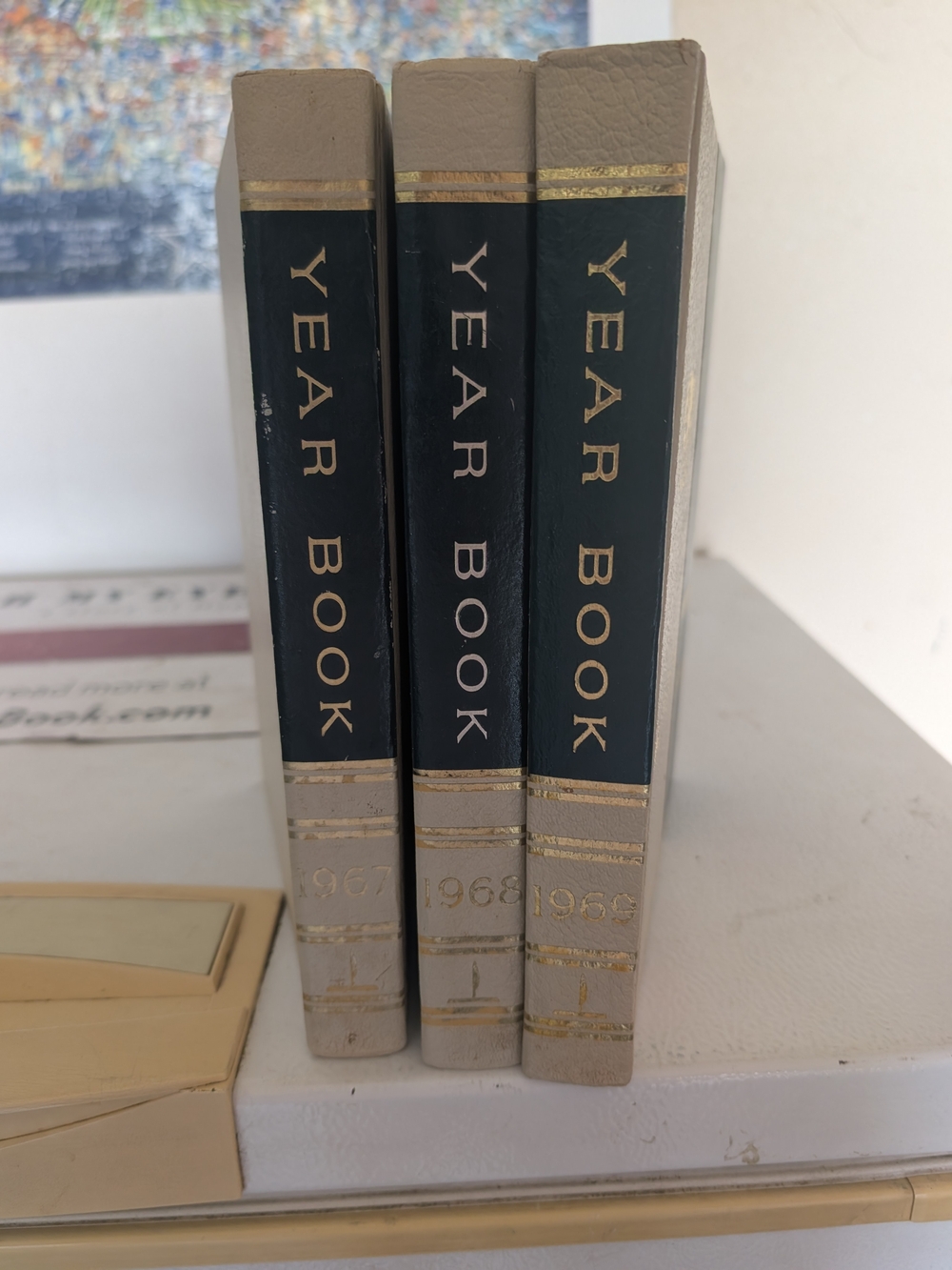 The World Book Yearbook in Tan and Black - Set of 3
